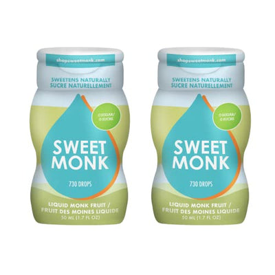 100% Pure Original Monk Fruit Sweetener Liquid Sugar Substitute by SweetMonk - 1.7oz | No Water Added Monk Fruit Extract | Zero Calorie Keto Friendly Monk Fruit Drops | Vegan, Gluten Free and Kosher