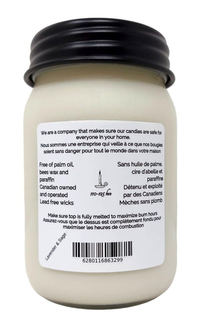 JessChek Lavender & Sage Soy Candle, 16 oz (475 ml), Floral, Botanical Aromas - Sweet Lavender with Woody Notes of Sage, Hand Poured in Canada