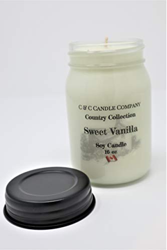 Country Collection Sweet Vanilla Soy Candle, Large 16 oz, Hand Poured in Canada by C & C Candle Company Inc.