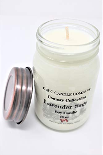 Country Collection Lavender Sage Soy Candle, Large 16 oz, Canadian Made, Hand Poured by C & C Candle Company Inc.