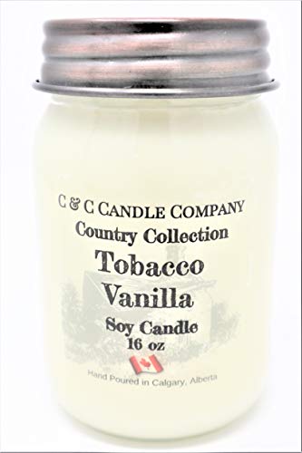 Country Collection Tobacco Vanilla Soy Candle, Large 16 oz, Canadian Made, Hand Poured by C & C Candle Company Inc.