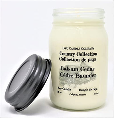 Country Collection Balsam Cedar Soy Candle, Large 16 oz (475 ml), Canadian Made, Hand Poured by C&C Candle Company Inc.