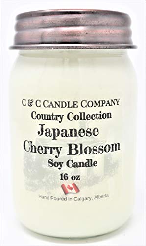 Country Collection Japanese Cherry Blossom Soy Candle, Large 16 oz, Canadian Made, Hand Poured by C & C Candle Company Inc.