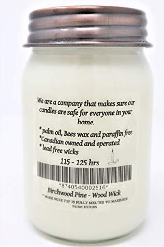 Country Collection Wood Wick Birchwood Pine Soy Candle - Large 16 oz, Canadian Made, Hand Poured by C & C Candle Company Inc.