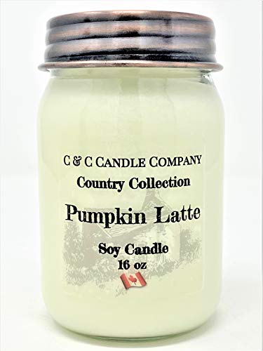 Country Collection Pumpkin Latte Soy Candle, Large 16 oz, Hand Poured in Canada by C & C Candle Company Inc.