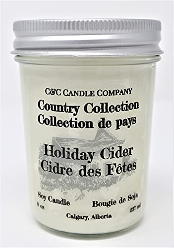 Country Collection (Christmas in The Mountains & Holiday Cider) - Holiday Soy Candles, Bundle of 2 - 8 oz (237ml) - , Canadian Made, Hand Poured by C&C Candle Company Inc.