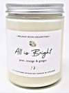 HOLIDAY BLISS COLLECTION, All is Bright (Pear, Orange & Ginger), Refreshing Yuletide pear blended with fresh orange and ginger, 10 oz (288 ml) Artisan Soy Candle with Gemstone & Holiday Charm, Hand poured in Canada by Life Junkie