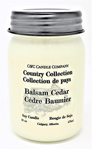 Country Collection Balsam Cedar Soy Candle, Large 16 oz (475 ml), Canadian Made, Hand Poured by C&C Candle Company Inc.