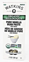 Watkins Organic Pure Vanilla Bean Paste, 56 G, with Seeds, Corn Syrup Free, Gluten Free, Kosher - USDA Organic, Non GMO