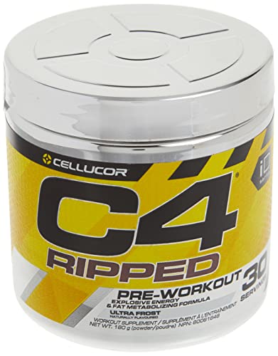 C4 Ripped Pre Workout Powder Ultra Frost | Creatine Free + Sugar Free Preworkout Energy Supplement for Men & Women | 150mg Caffeine + Beta Alanine + Weight Loss | 30 Servings