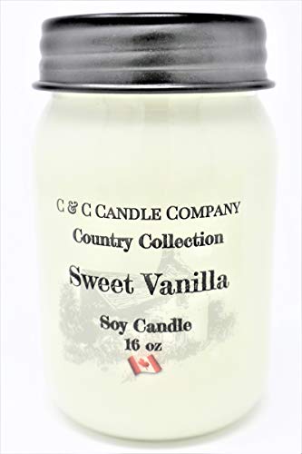 Country Collection Sweet Vanilla Soy Candle, Large 16 oz, Hand Poured in Canada by C & C Candle Company Inc.