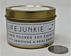 Life Junkie Christmas Candle Set (3x4oz Tins) - (Bright-Twas-Dashing) Canadian Artisan Soy Candles with Gemstone and Holiday Charm, Small Gift Size