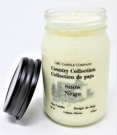 Country Collection Snow Soy Candle (Peppermint & Vanilla with a Hint of Spice), Large 16 oz (475ml), Canadian Made, Hand Poured by C&C Candle Company Inc.