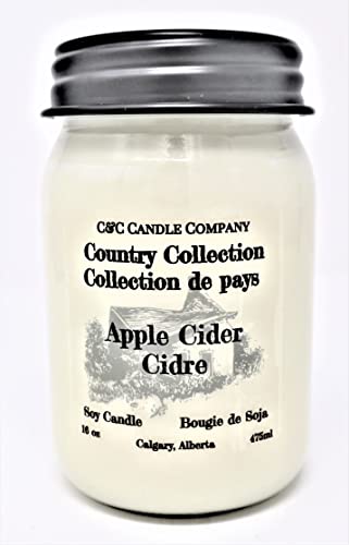 Country Collection Apple Cider Soy Candle, 16 oz (475ml) - Hand Poured in Canada by C & C Candle Company Inc.