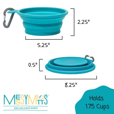 Messy Mutts Silicone Collapsible Bowl | Pet Travel Necessity | Portable Water or Food Dish | Pop Up Watering Bowl | Camping, Hiking, Walking Accessory