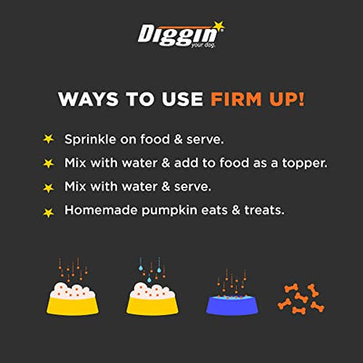 Diggin' Your Dog Firm Up Pumpkin for Dogs & Cats, Super Supplement Sourced & Made in USA, Digestive Support, Healthy Stool