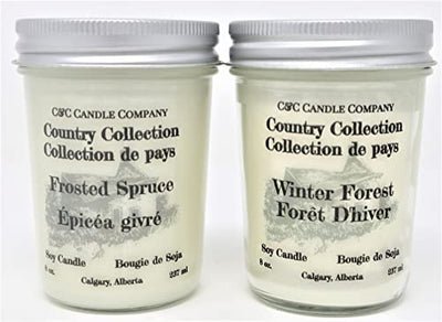 Country Collection Candle Set (Frosted Spruce & Winter Forest) - Soy Candles, 2x8oz (237ml) - Hand Poured in Canada by C&C Candle Company Inc.