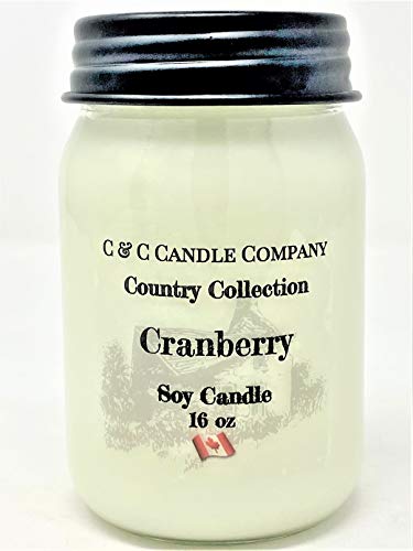 Country Collection Cranberry Soy Candle, Large 16 oz. Hand Poured in Canada by C & C Candle Company Inc.