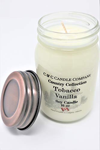 Country Collection Tobacco Vanilla Soy Candle, Large 16 oz, Canadian Made, Hand Poured by C & C Candle Company Inc.