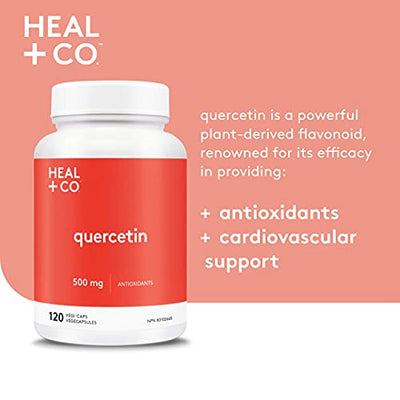 HEAL + CO. Quercetin Supplement | High Potency, 1000mg per serving | Antioxidant | 120 x 500 mg Capsules