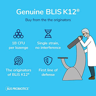 BLIS ThroatGuard Pro Oral Probiotics, Potent BLIS K12 Probiotic, Helps Prevent Throat Infections and Reduce Frequency of Upper Respiratory Infections, Sugar-Free, 30 Vanilla Flavoured Lozenges