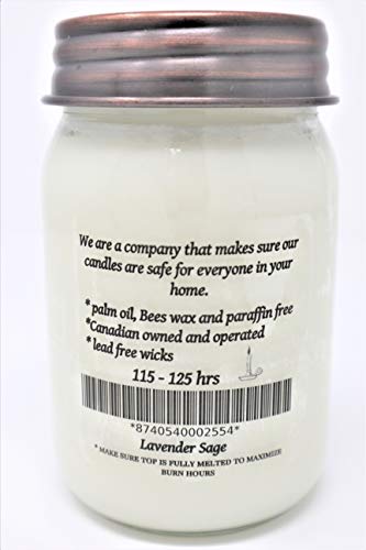 Country Collection Lavender Sage Soy Candle, Large 16 oz, Canadian Made, Hand Poured by C & C Candle Company Inc.