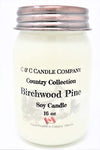 Country Collection Wood Wick Birchwood Pine Soy Candle - Large 16 oz, Canadian Made, Hand Poured by C & C Candle Company Inc.