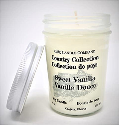 Country Collection (Candy Cane & Sweet Vanilla) - Holiday Soy Candles, Bundle of 2 - 8 oz (237ml) - Canadian Made, Hand Poured by C&C Candle Company Inc.