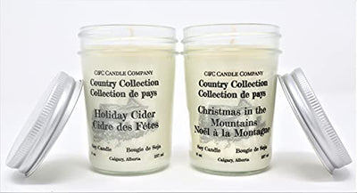 Country Collection (Christmas in The Mountains & Holiday Cider) - Holiday Soy Candles, Bundle of 2 - 8 oz (237ml) - , Canadian Made, Hand Poured by C&C Candle Company Inc.