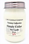 Country Collection Simply Cedar Soy Candle, Large 16 oz, Canadian Made, Hand Poured by C & C Candle Company Inc.