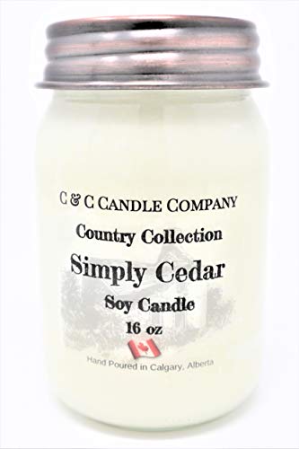 Country Collection Simply Cedar Soy Candle, Large 16 oz, Canadian Made, Hand Poured by C & C Candle Company Inc.