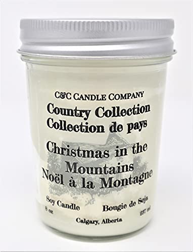 Country Collection (Christmas in The Mountains & Holiday Cider) - Holiday Soy Candles, Bundle of 2 - 8 oz (237ml) - , Canadian Made, Hand Poured by C&C Candle Company Inc.