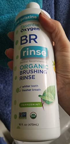 Essential Oxygen Organic Brushing Rinse Toothpaste Mouthwash for Whiter Teeth, Fresher Breath, and Healthier Gums, Peppermint 16 fl. oz