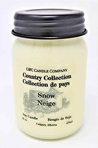 Country Collection Snow Soy Candle (Peppermint & Vanilla with a Hint of Spice), Large 16 oz (475ml), Canadian Made, Hand Poured by C&C Candle Company Inc.