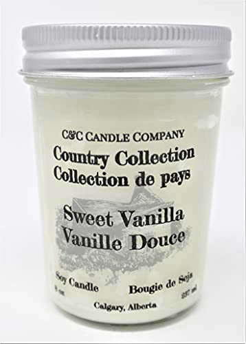 Country Collection (Candy Cane & Sweet Vanilla) - Holiday Soy Candles, Bundle of 2 - 8 oz (237ml) - Canadian Made, Hand Poured by C&C Candle Company Inc.