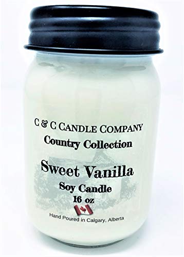 Country Collection Sweet Vanilla Candle, 16 oz, Canadian Made - Hand Poured by C & C Candle Company Inc.