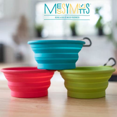 Messy Mutts Silicone Collapsible Bowl | Pet Travel Necessity | Portable Water or Food Dish | Pop Up Watering Bowl | Camping, Hiking, Walking Accessory