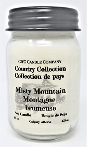 Country Collection Misty Mountain (Pine, Citrus & Floral Notes) Soy Candle, 16 oz (475ml), Hand Poured in Canada by C&C Candle Company Inc.