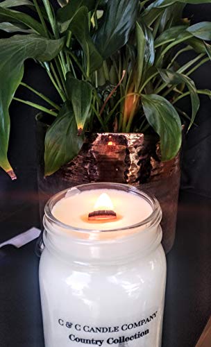 Country Collection Wood Wick Birchwood Pine Soy Candle - Large 16 oz, Canadian Made, Hand Poured by C & C Candle Company Inc.