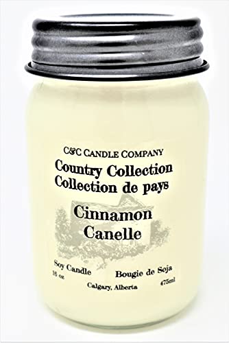 Country Collection Cinnamon Soy Candle, Large 16 oz (475 ml), Canadian Made, Hand Poured by C&C Candle Company Inc.