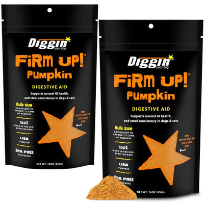 Diggin' Your Dog Firm Up Pumpkin for Dogs & Cats, Super Supplement Sourced & Made in USA, Digestive Support, Healthy Stool